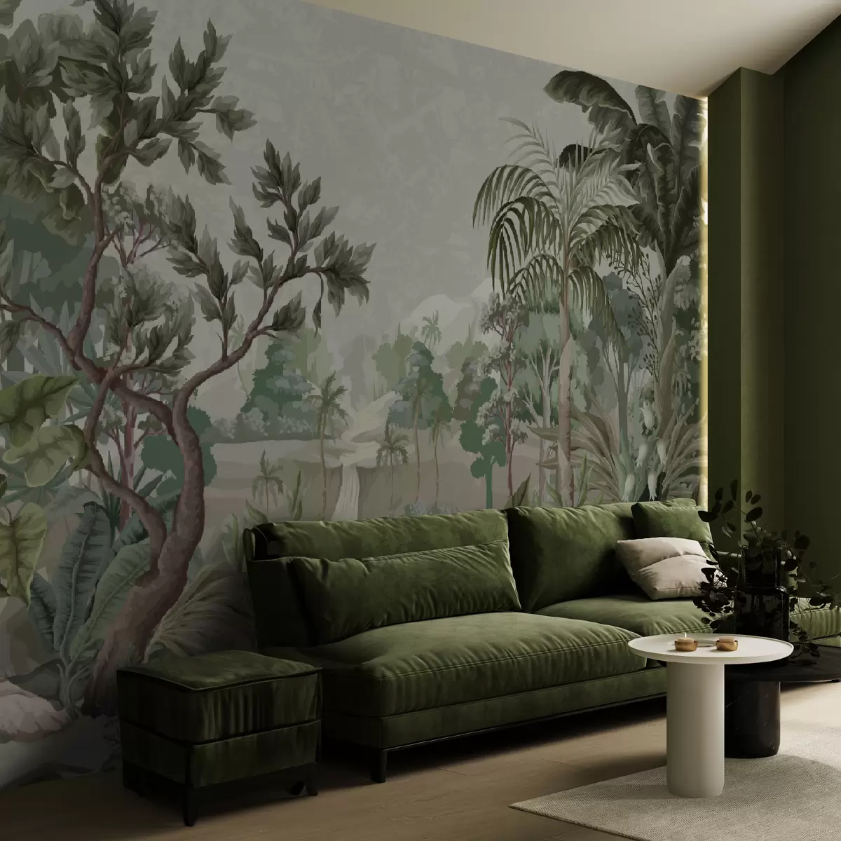 Murales de pared Selva con rio y palmeras u95915 murales de pared Selva con rio y palmeras u95915