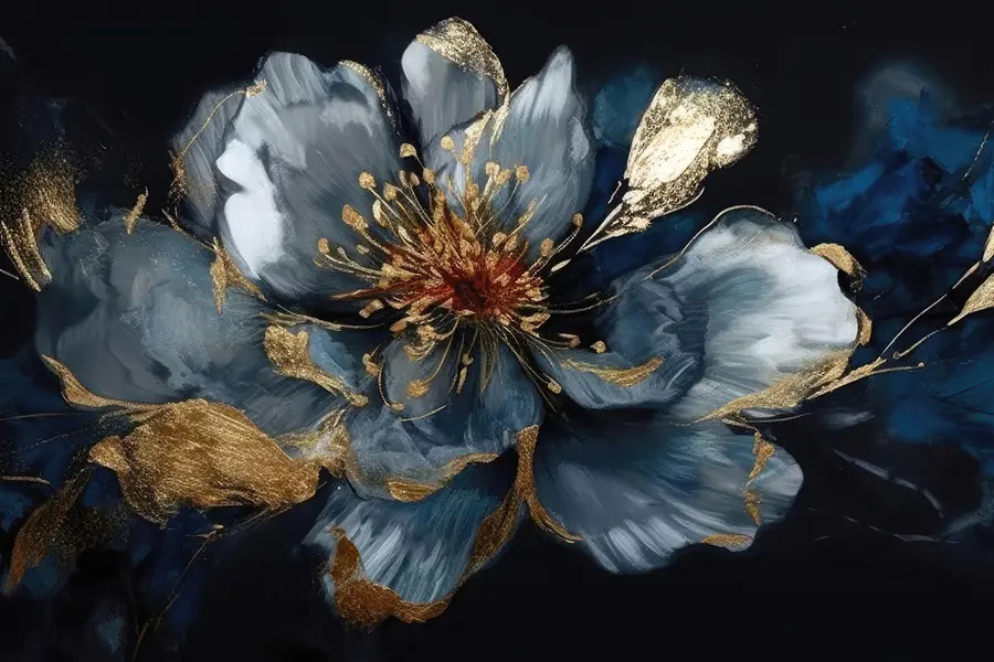 murales de pared Gran flor azul con venas u95657