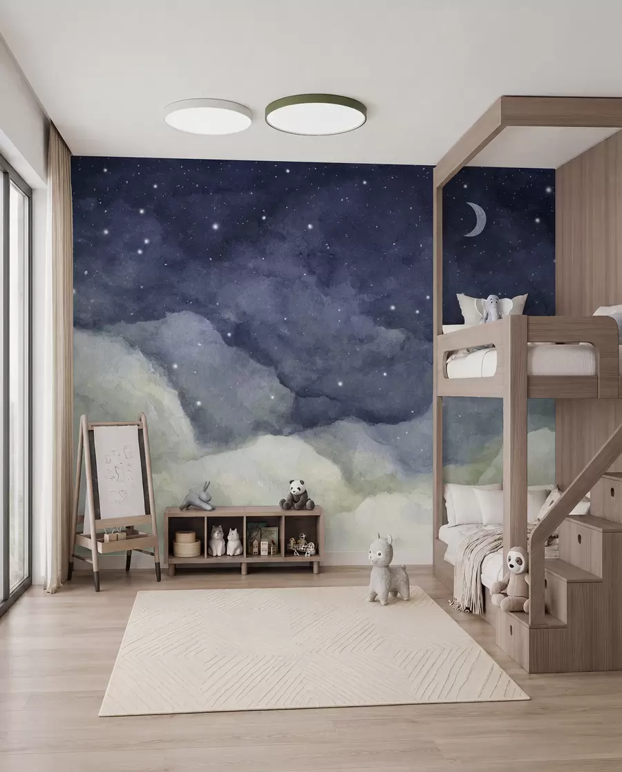 murales de pared Luna creciente sobre las nubes u96076