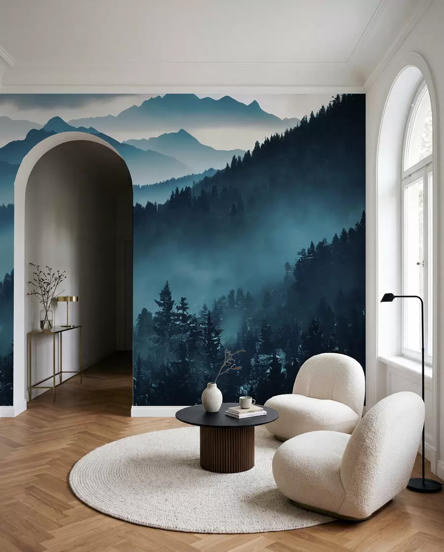 murales de pared Paisaje de montaña mundo azul u96041