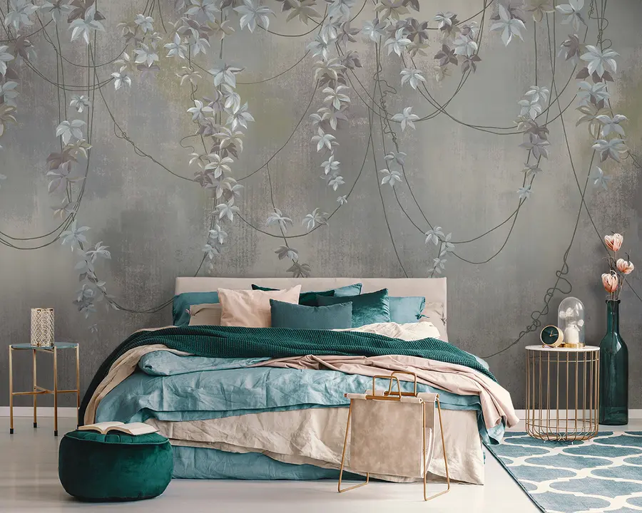 murales de pared Ramas colgantes con hojas y flores u95926