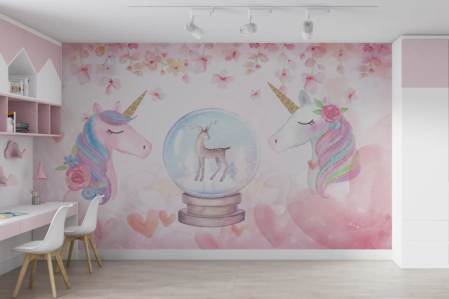 murales de pared bola de cristal, unicornios u10707