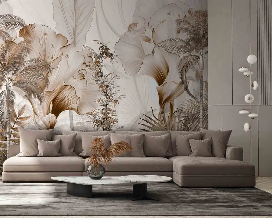 murales de pared Árboles y hojas tropicales en un bosque brumoso u96478