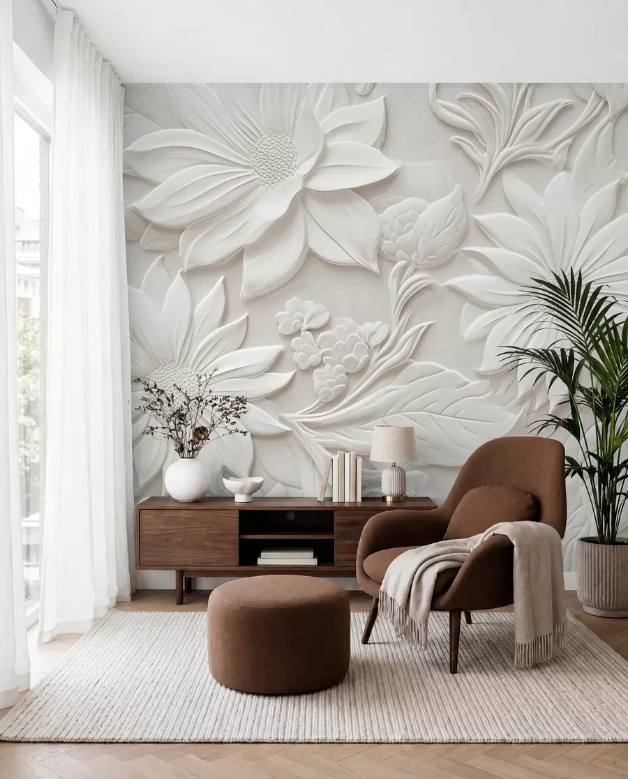 murales de pared flores en 3D u96695