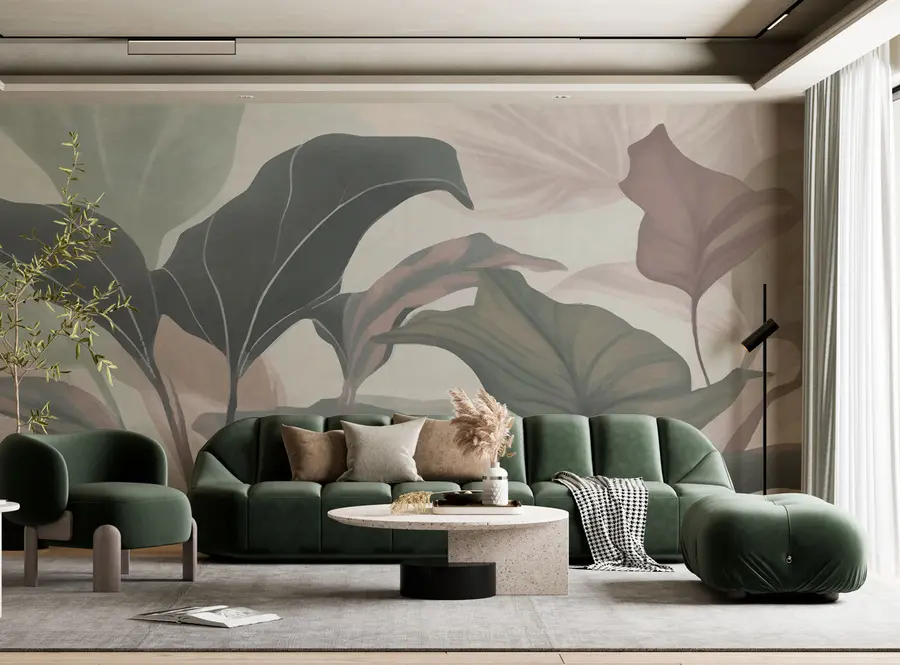 Murales de pared Papel pintado moderno hojas tropicales grandes u96732 murales de pared Papel pintado moderno hojas tropicales grandes u96732