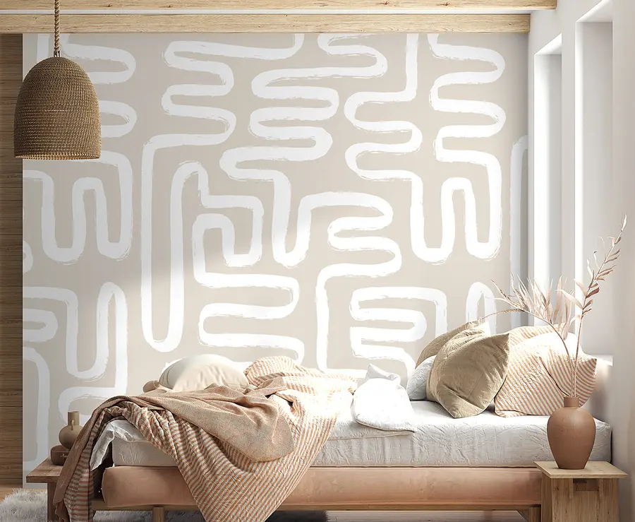 murales de pared Laberinto abstracto en colores pastel u96457