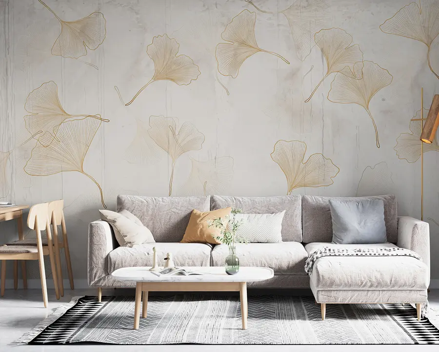 Murales de pared Hojas de ginko en tonos beige. u96467 murales de pared Hojas de ginko en tonos beige. u96467