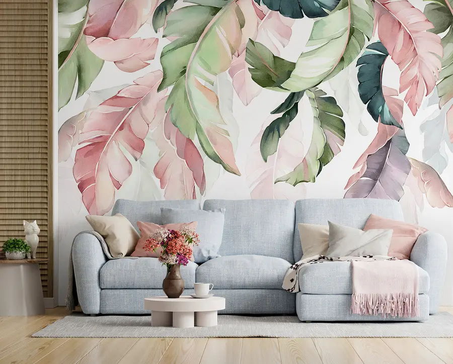 murales de pared hojas de plátano acuarela u96557