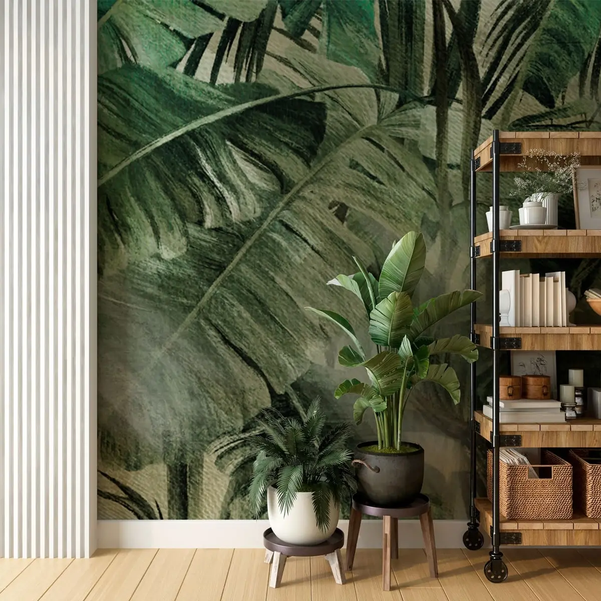 murales de pared Oasis tropical de hojas de plátano u96855