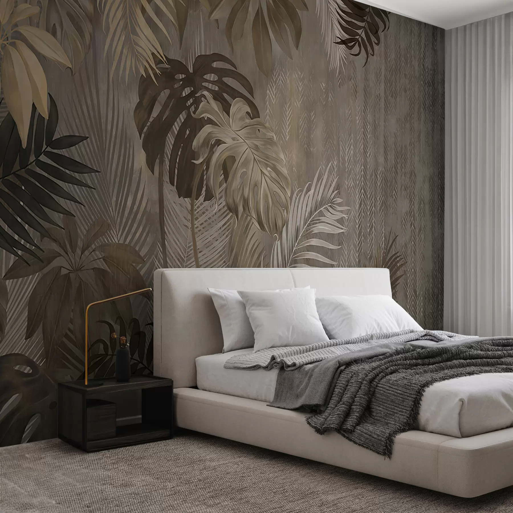 murales de pared Hojas tropicales en estilo grunge u97012