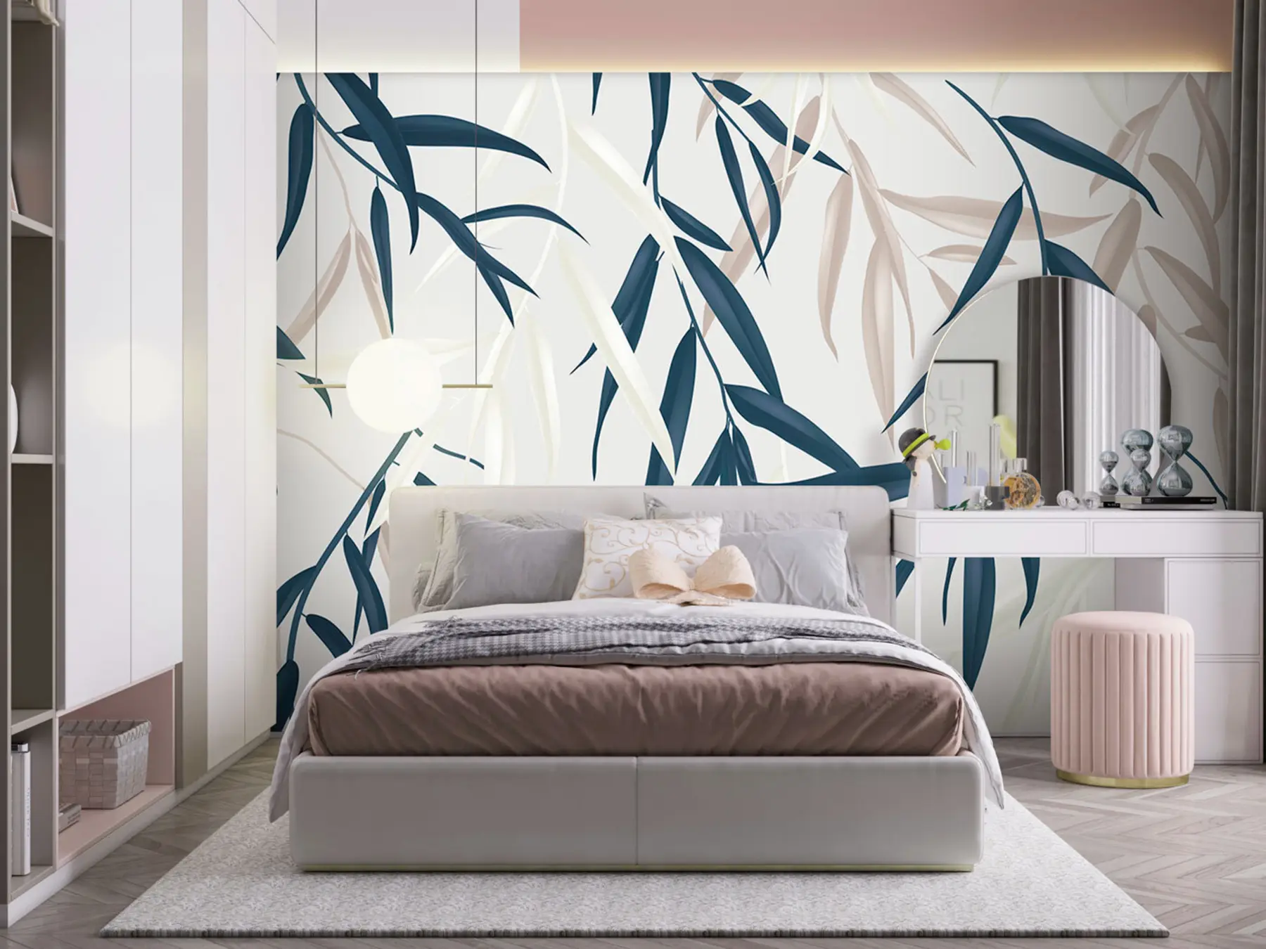 murales de pared Hojas finas en tinta u97022