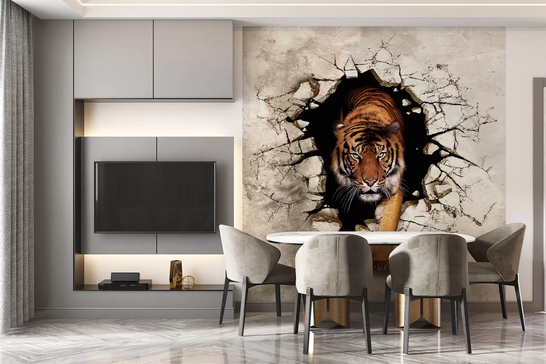 murales de pared tigre 3D u97031