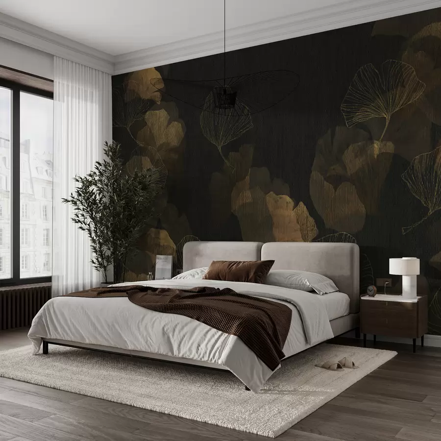 murales de pared Hojas de ginko populares u97142