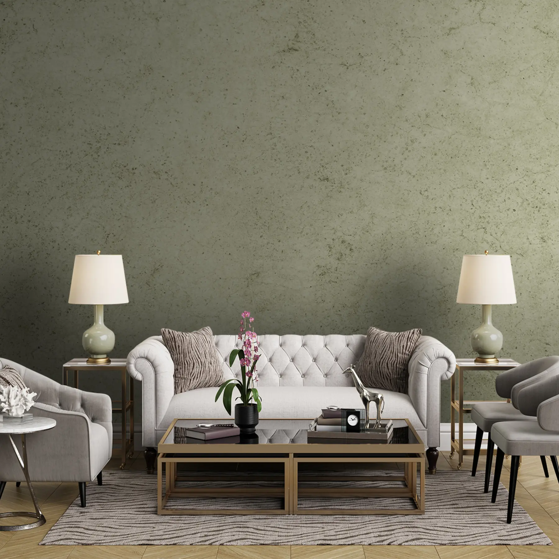 murales de pared Muro de hormigón oliva u97235