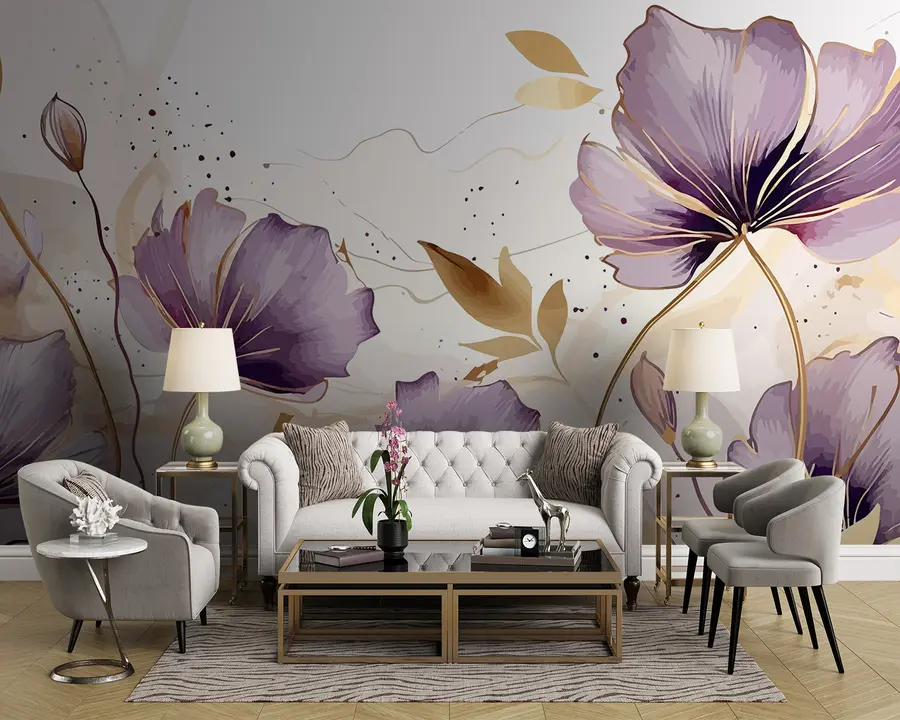 murales de pared flores lilas u96954