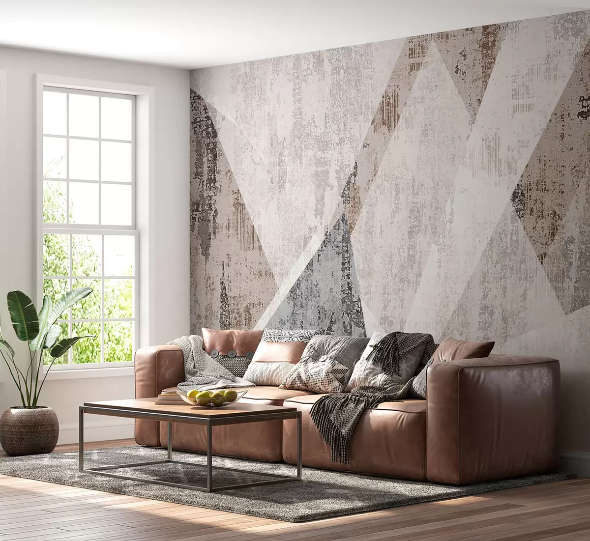 Murales de pared Formas geométricas modernas de triángulos al estilo de loft grunge u97203 murales de pared Formas geométricas modernas de triángulos al estilo de loft grunge u97203