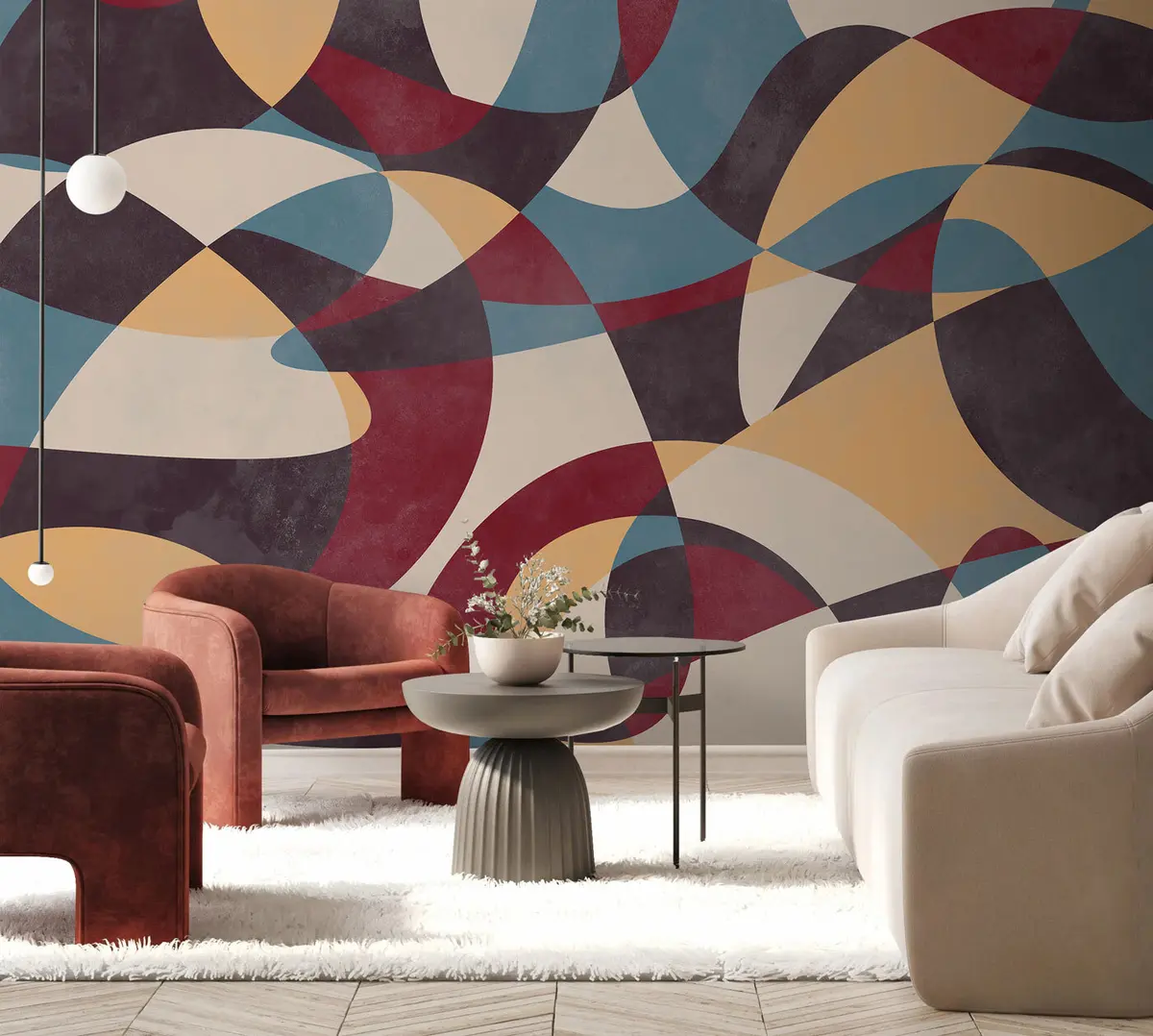 murales de pared Estilo loft grunge de abstracción geométrica moderna u97197