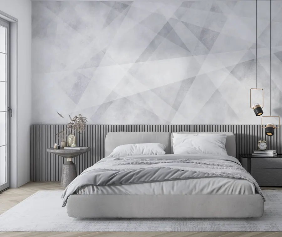 murales de pared Elegantes formas geométricas de triángulos y esquinas de color gris grunge u97205