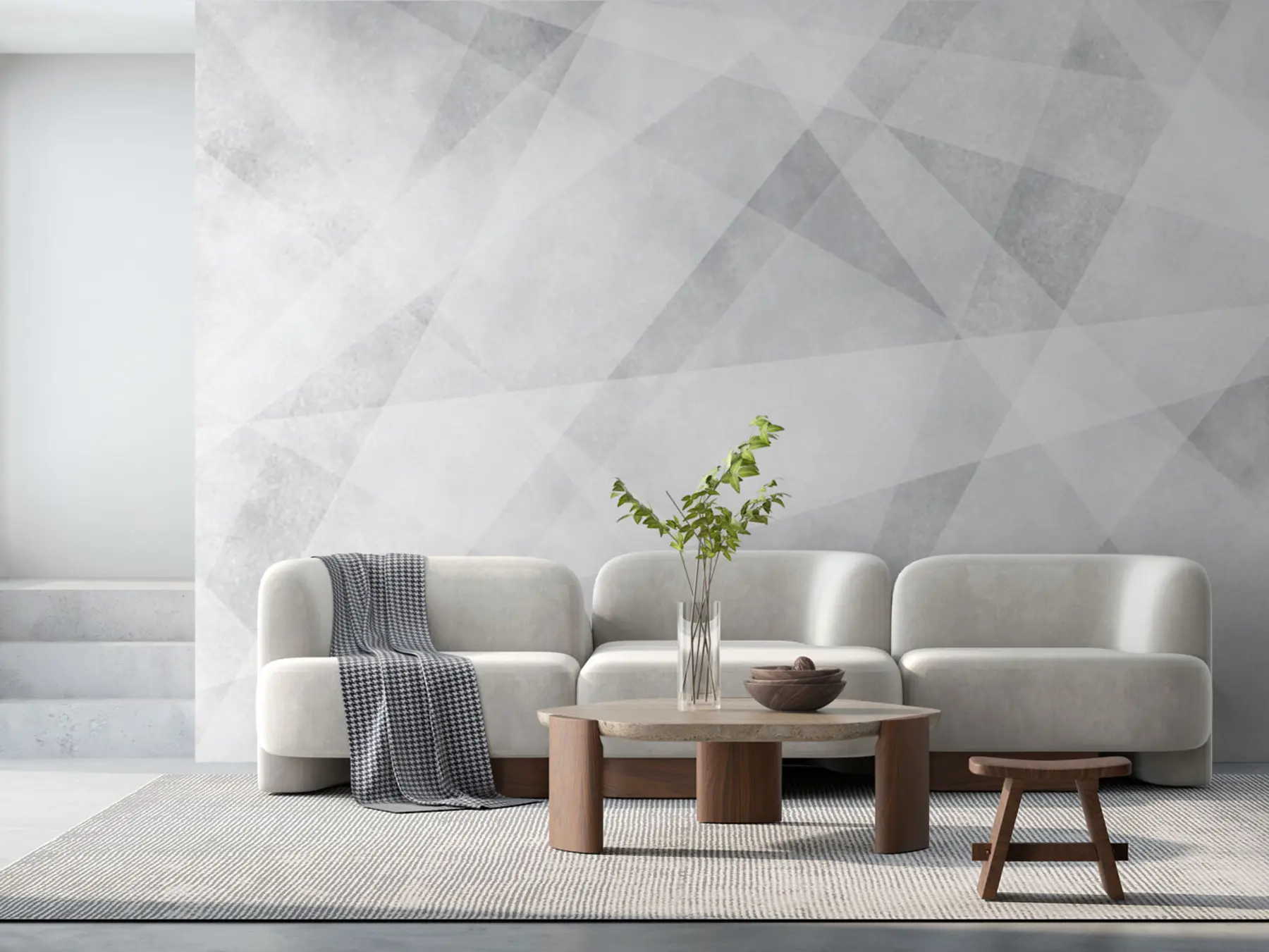 murales de pared Elegantes formas geométricas de triángulos y esquinas de color gris grunge u97205