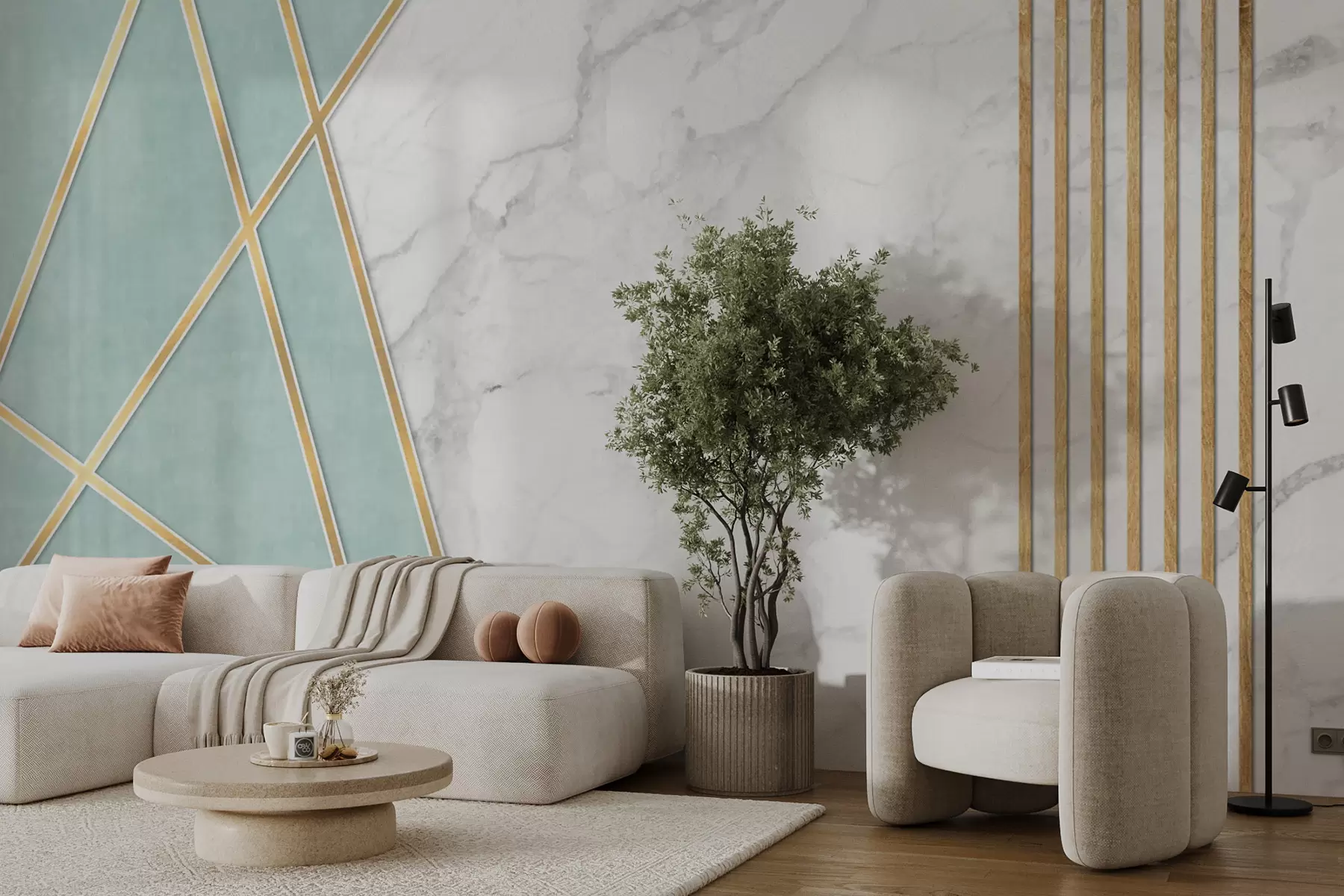 murales de pared Fondo de mármol con geometría y líneas u95385