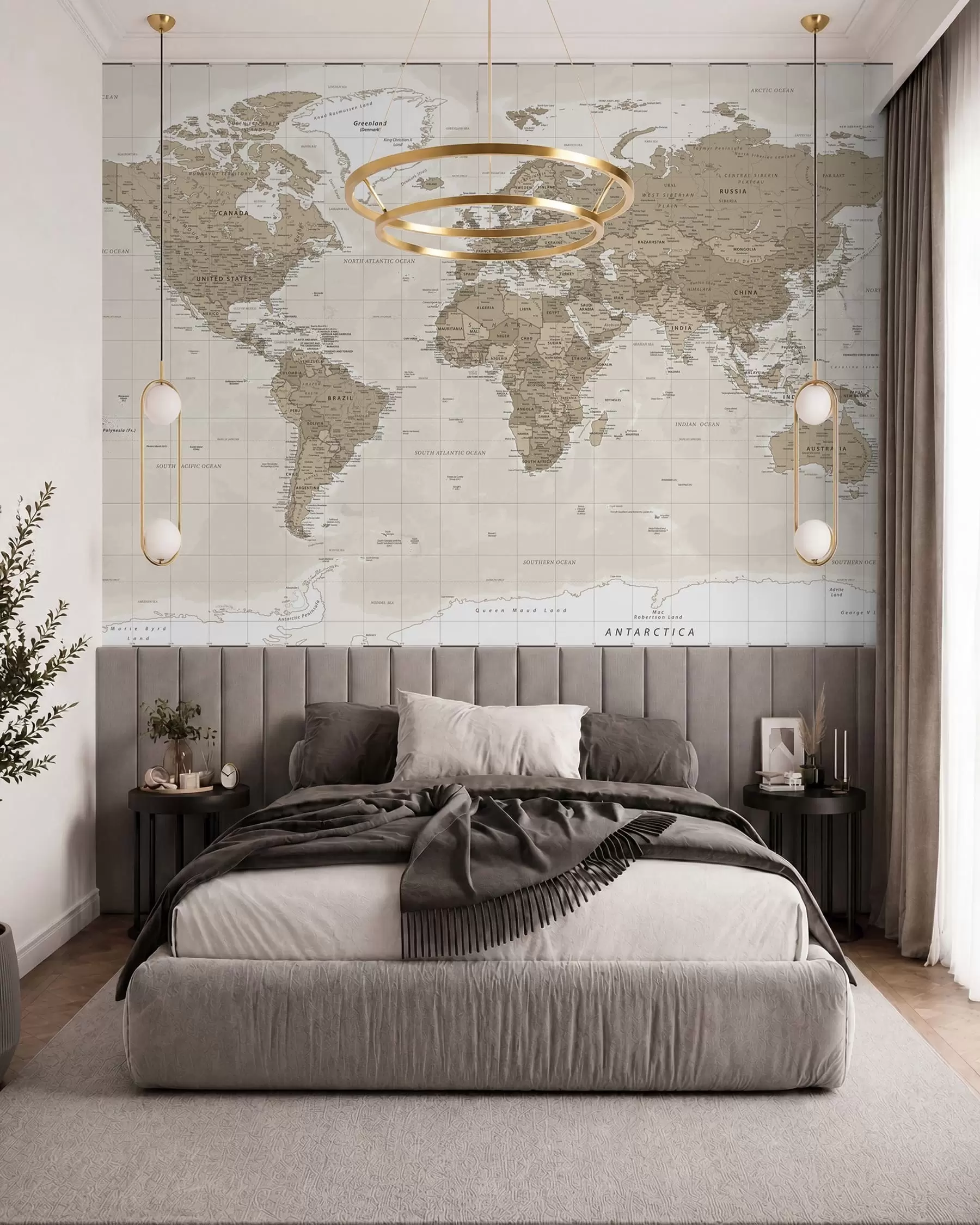 murales de pared Loft de mapa del mundo vintage u97342