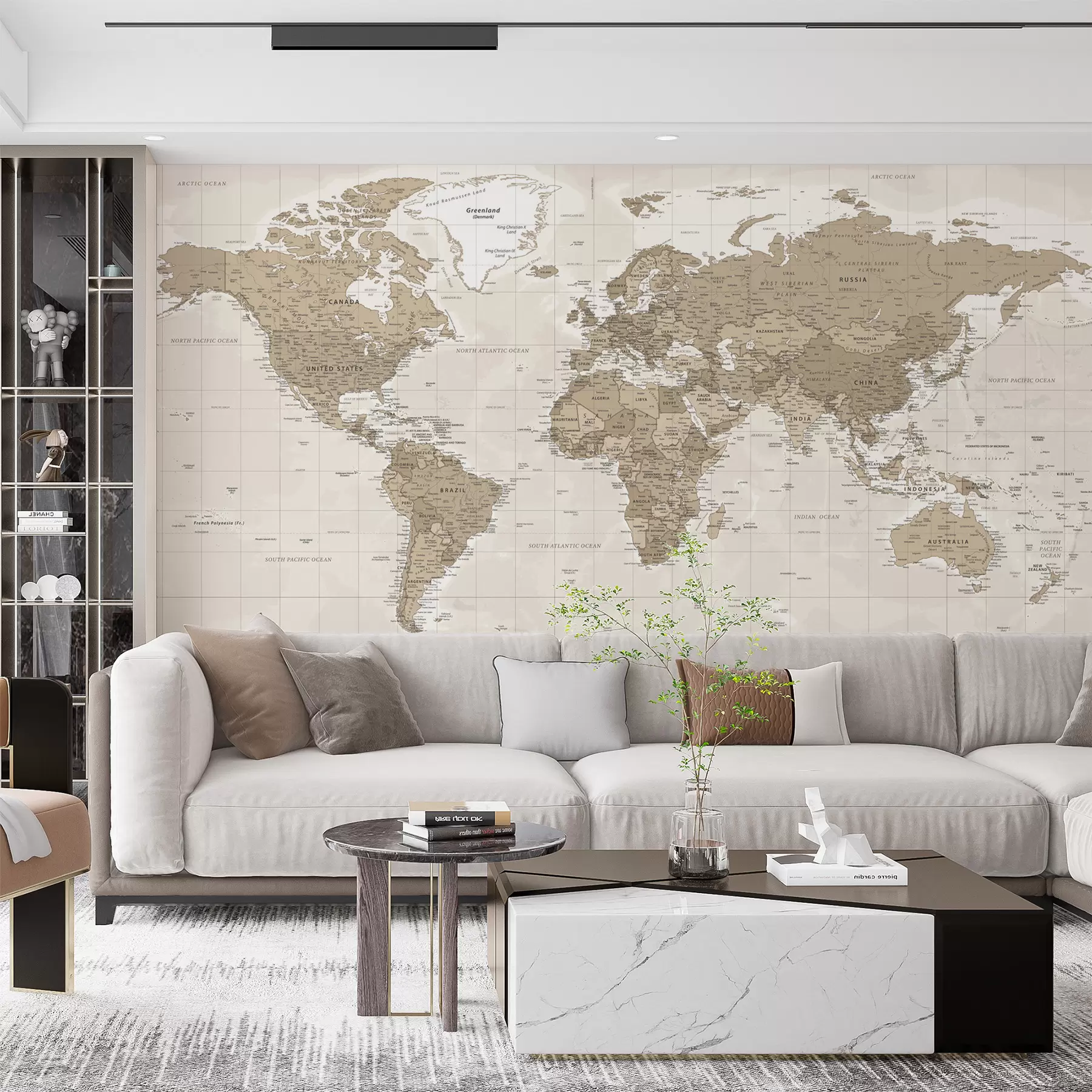 murales de pared Loft de mapa del mundo vintage u97342