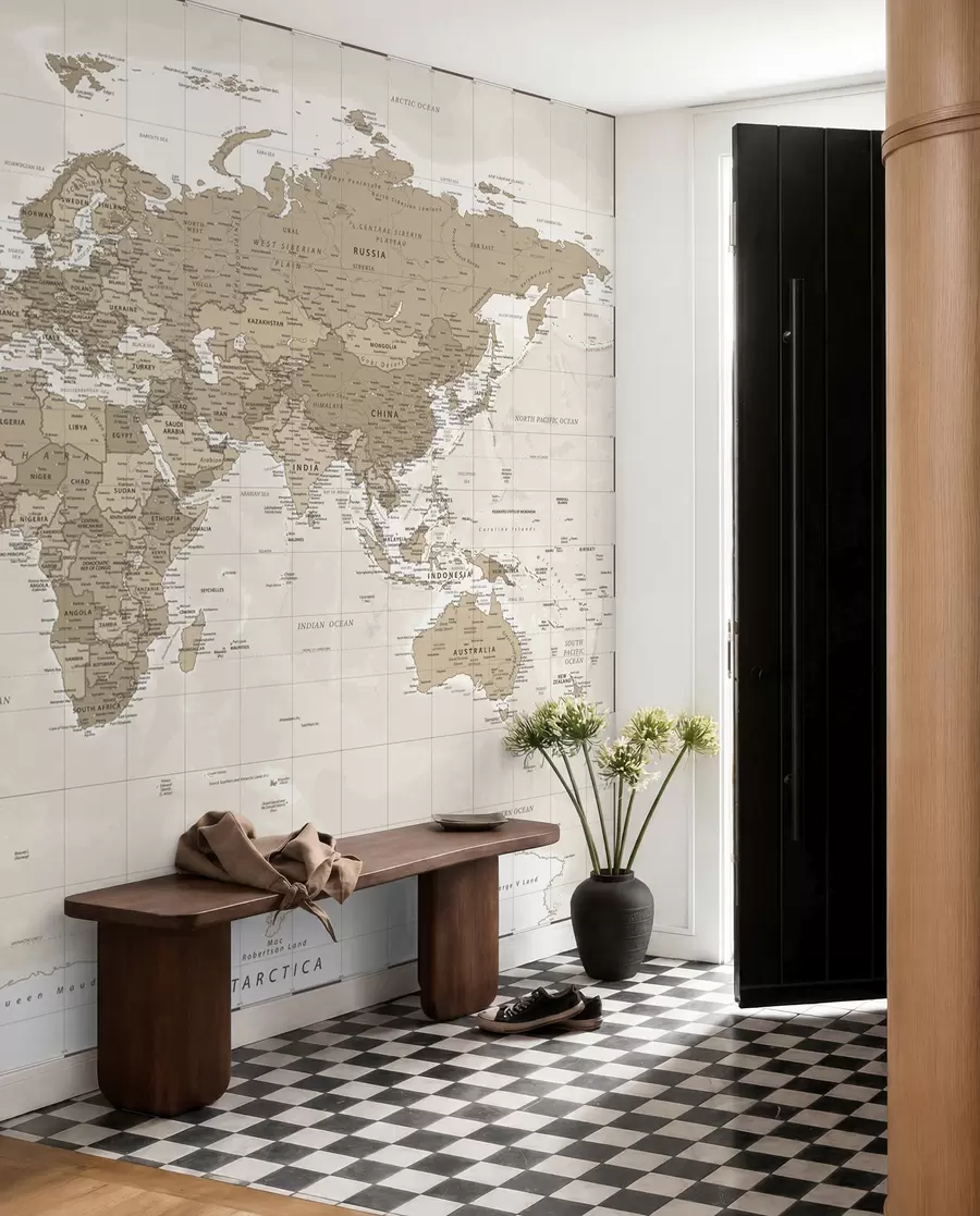 murales de pared Loft de mapa del mundo vintage u97342