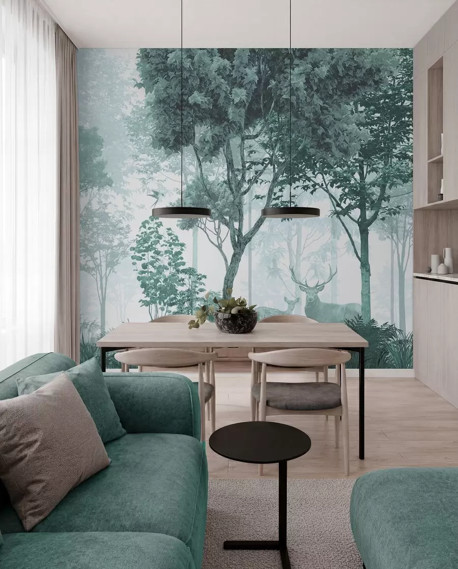 murales de pared Bosque mágico en color turquesa u72134v3