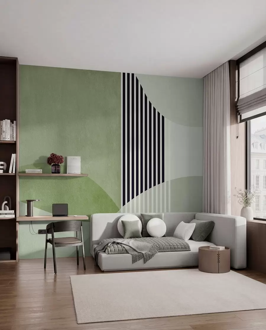 murales de pared Estilo retro abstracto en color verde u74075v3