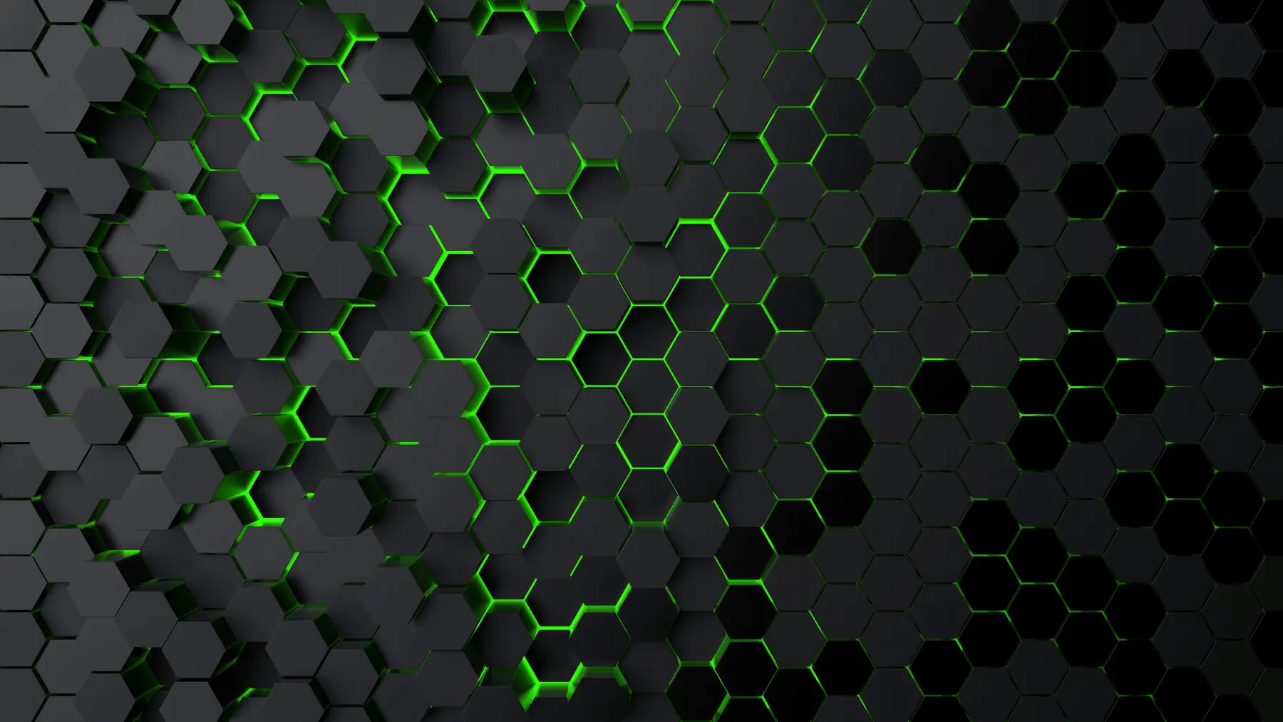 murales de pared Hexágonos negros y brillo verde. u93618v1