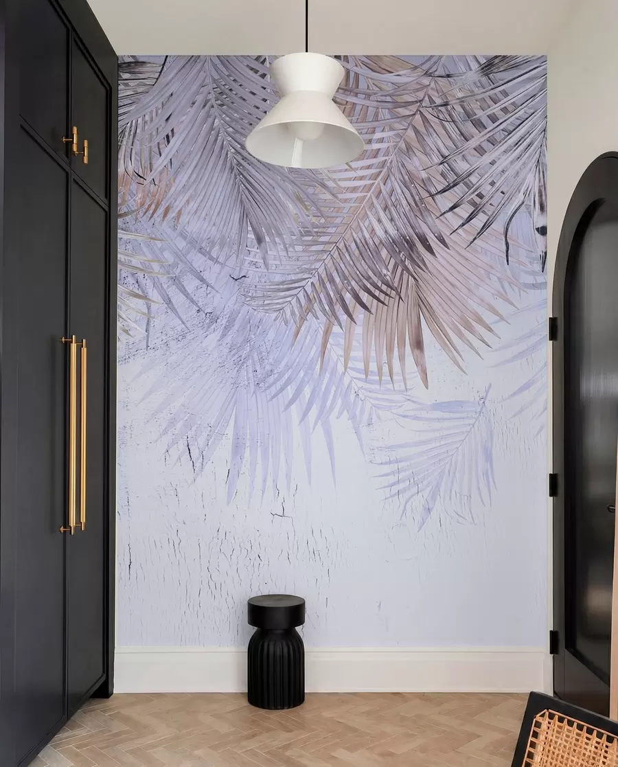 murales de pared Hojas tropicales moradas en estilo grunge u93843v1