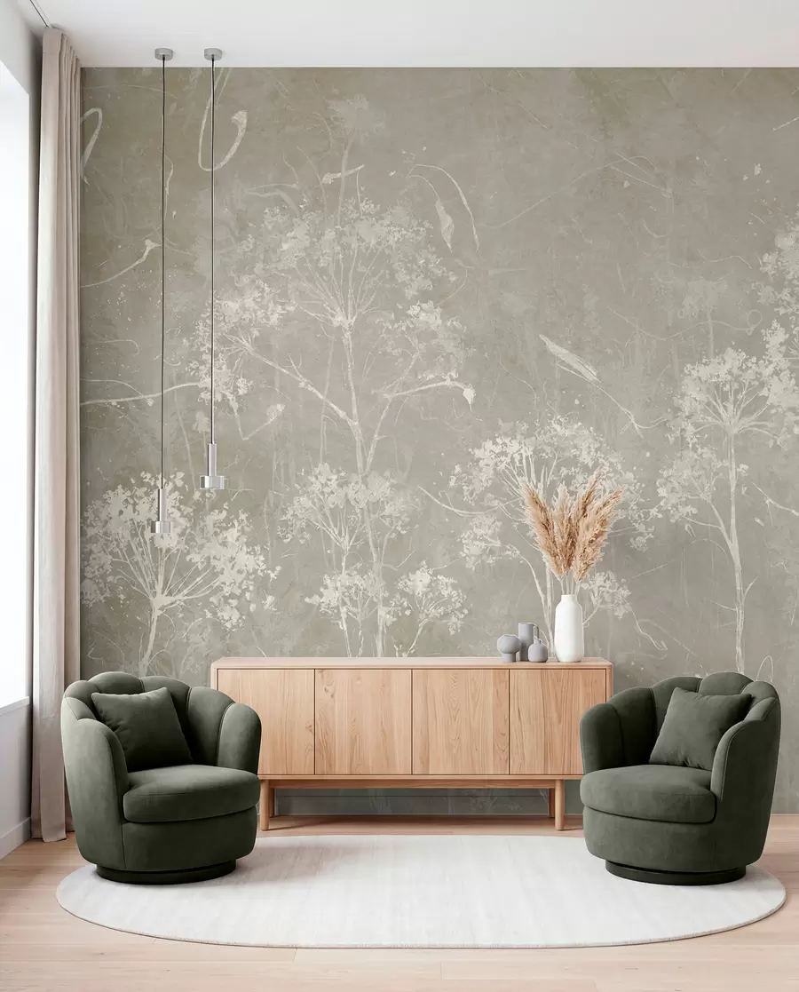 murales de pared Flores silvestres al estilo grunge u96551v2