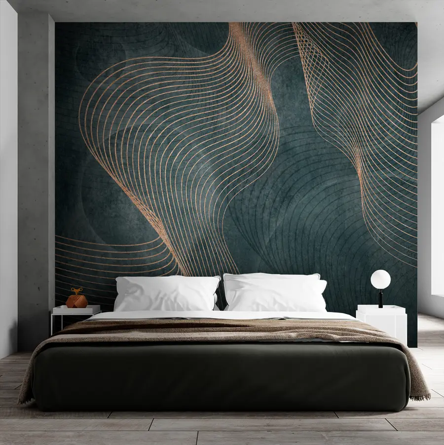murales de pared Líneas onduladas de color verde  u97469v1