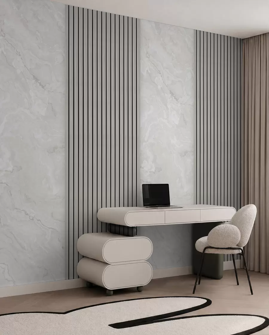 murales de pared Lamas de madera con mármol u97465