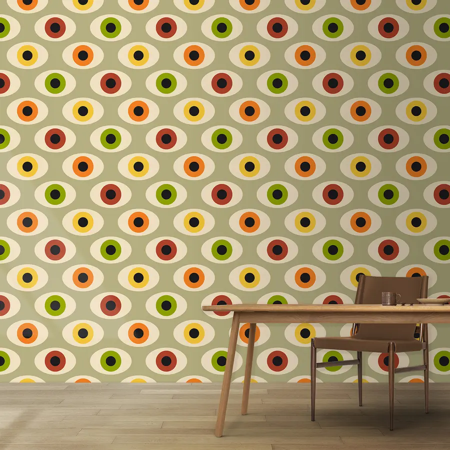 Murales de pared Ojos de estilo retro en tonos verdes u51618v2 murales de pared Ojos de estilo retro en tonos verdes u51618v2