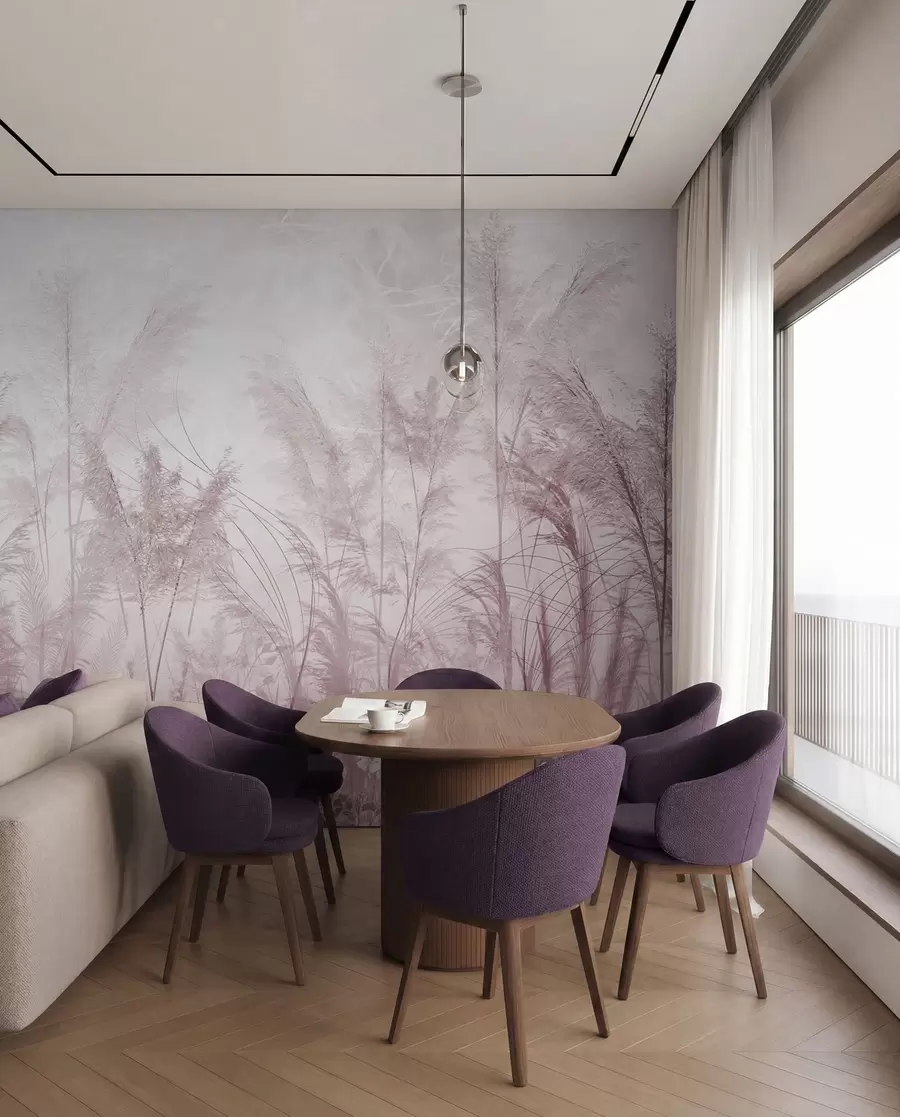 murales de pared Pradera pastel — Malva u93903v2