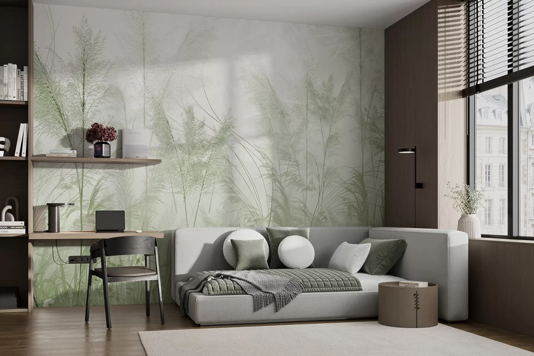 murales de pared Plantas altas en colores pastel en tonos verdes u93903v3