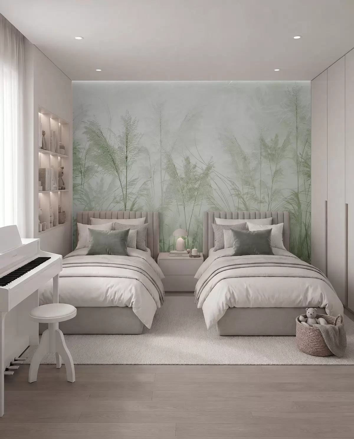 murales de pared Plantas altas en colores pastel en tonos verdes u93903v3