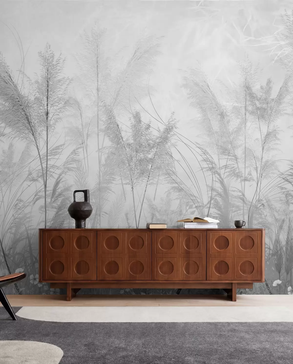 murales de pared Plantas altas en colores pastel en tonos grises u93903v4