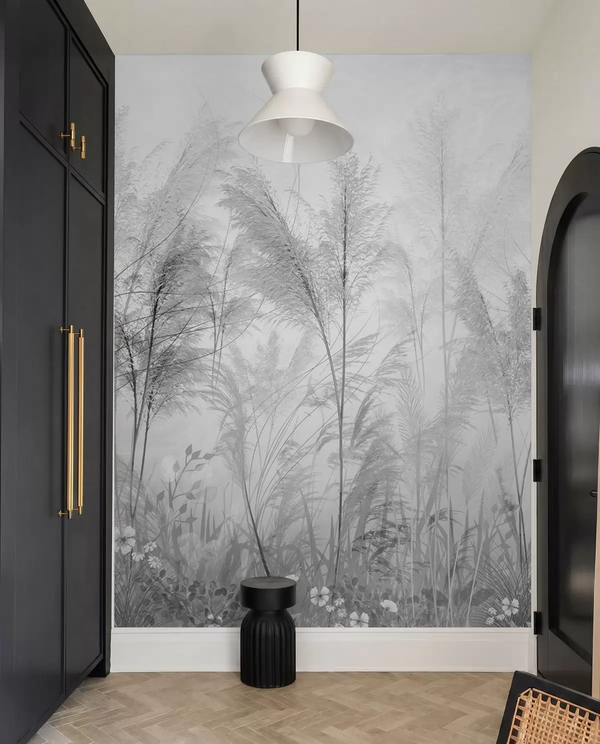 murales de pared Plantas altas en colores pastel en tonos grises u93903v4