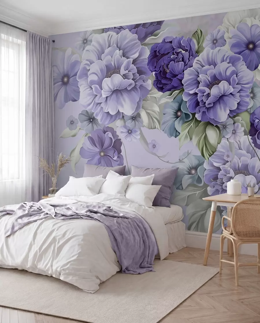 murales de pared Delicadas flores azules u59900v2