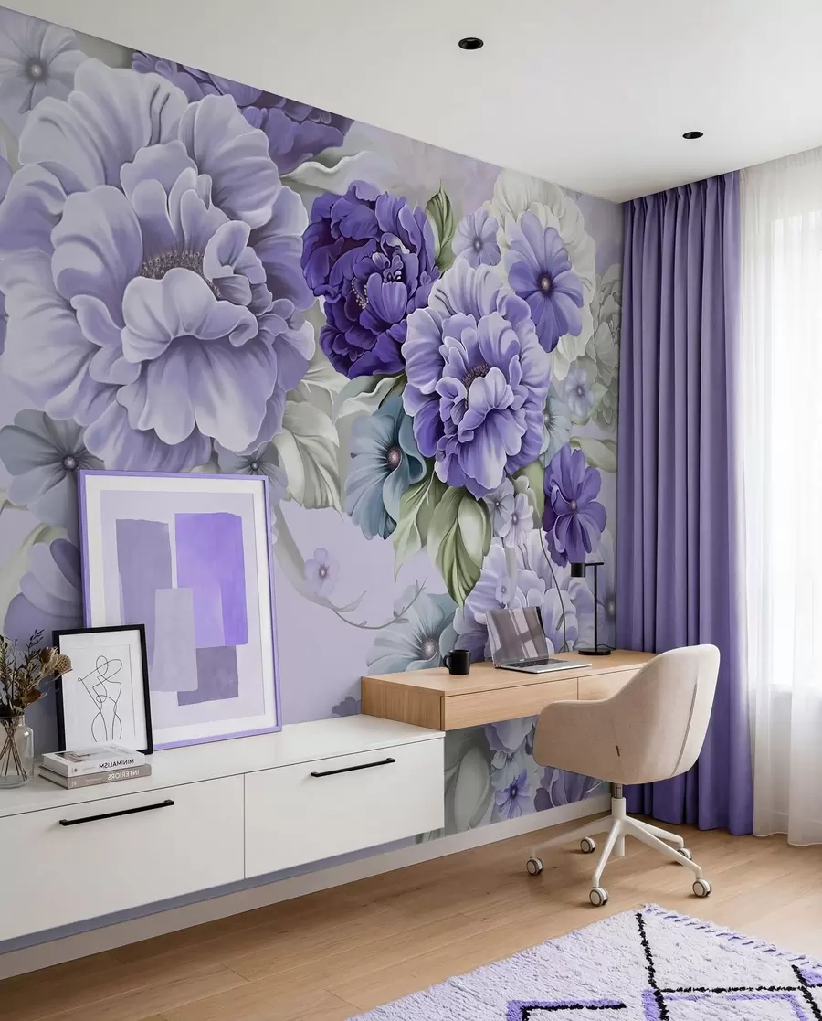 murales de pared Delicadas flores azules u59900v2