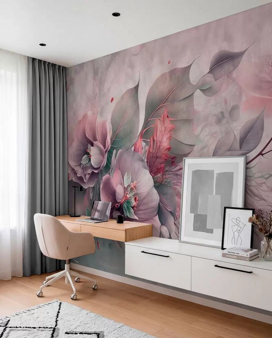 murales de pared Capas de pétalos malva u93930v2