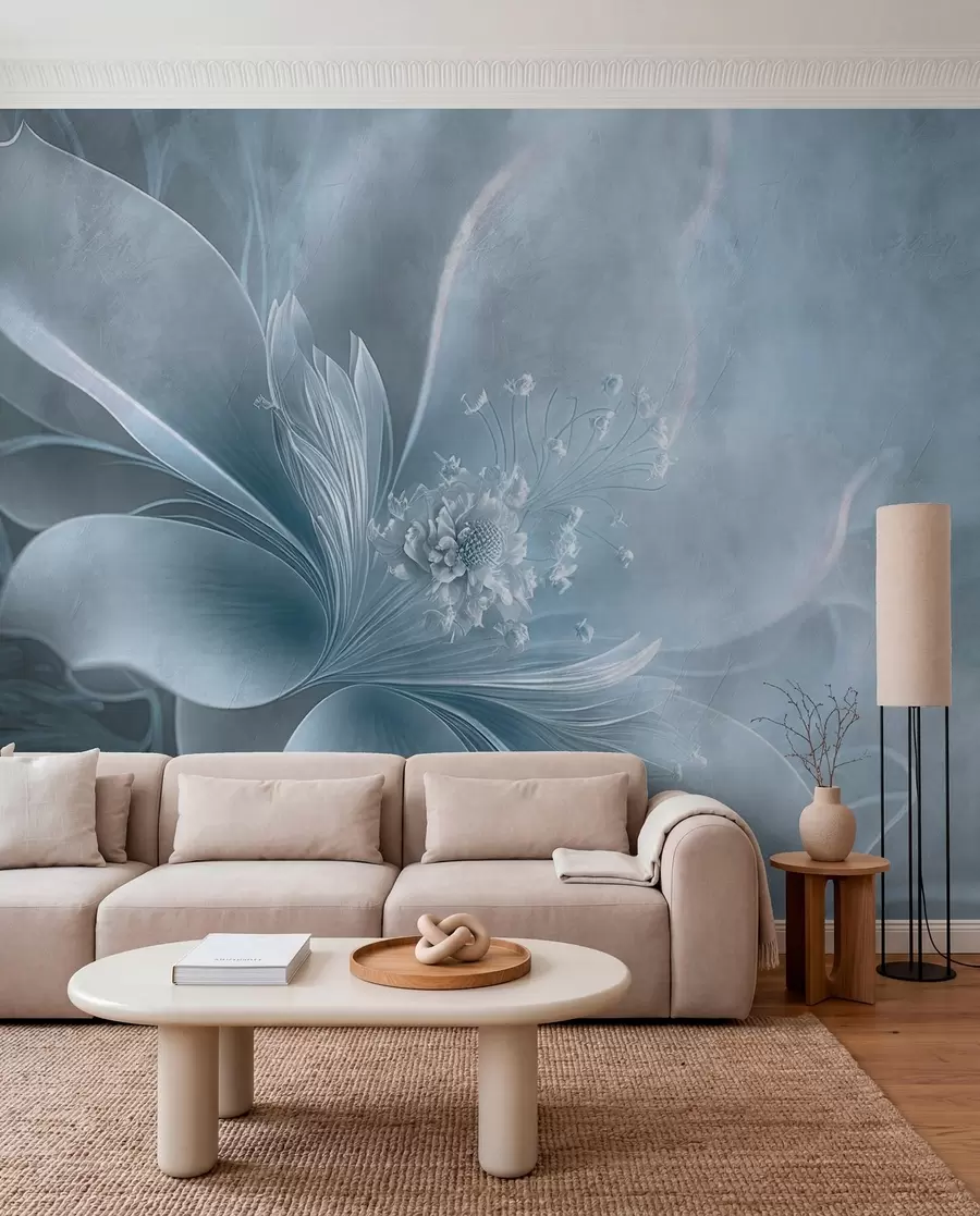 murales de pared Una flor muy delicada en tonos azules u93944v1