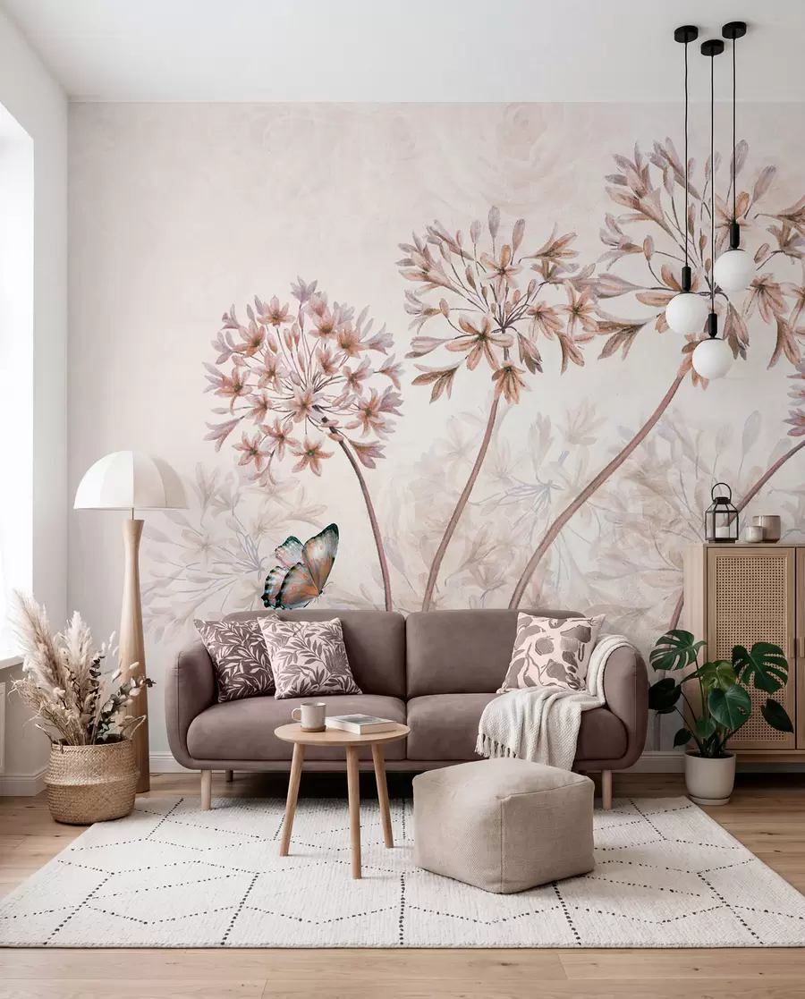 murales de pared Planta, flor y azul en colores marrones u35495v1