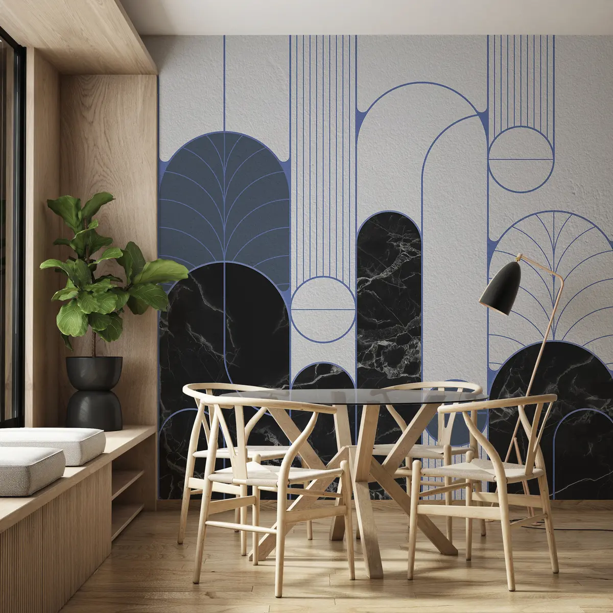 Murales de pared Arcos de estilo Art Déco en tonos azules u73101v1 murales de pared Arcos de estilo Art Déco en tonos azules u73101v1