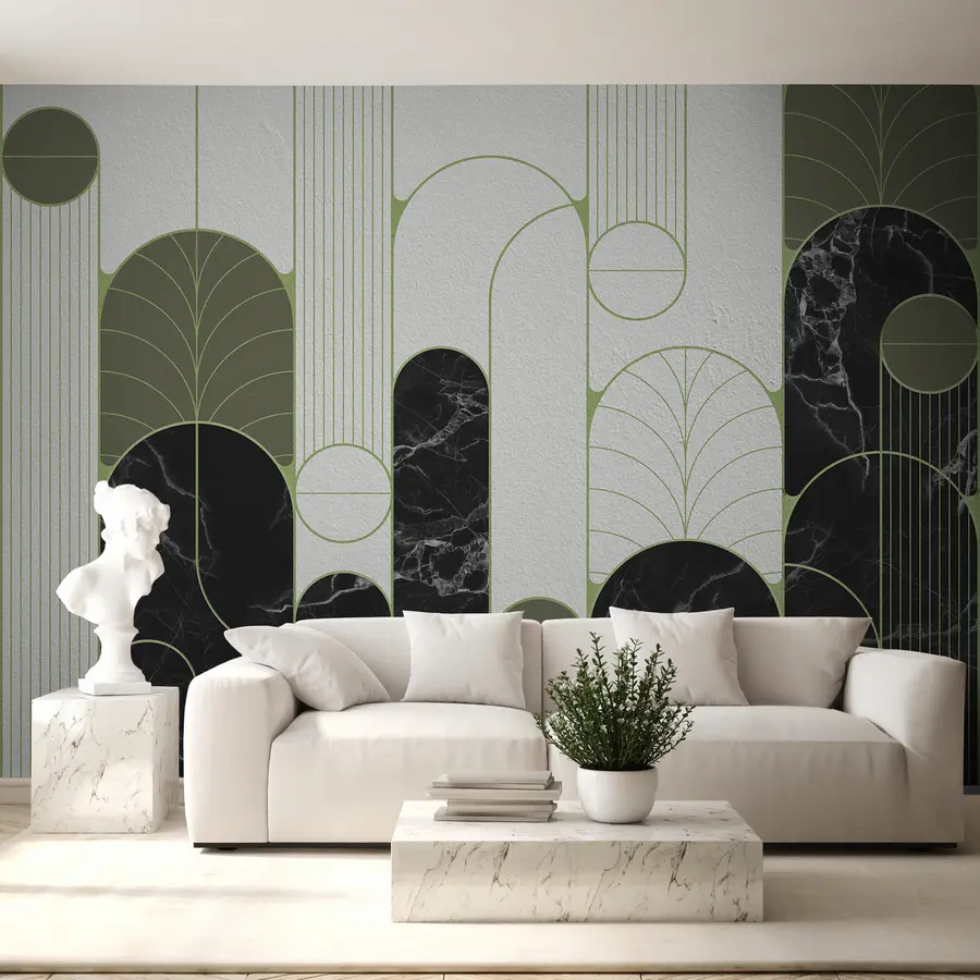 Murales de pared Arcos de estilo Art Déco en tonos verdes u73101v2 murales de pared Arcos de estilo Art Déco en tonos verdes u73101v2