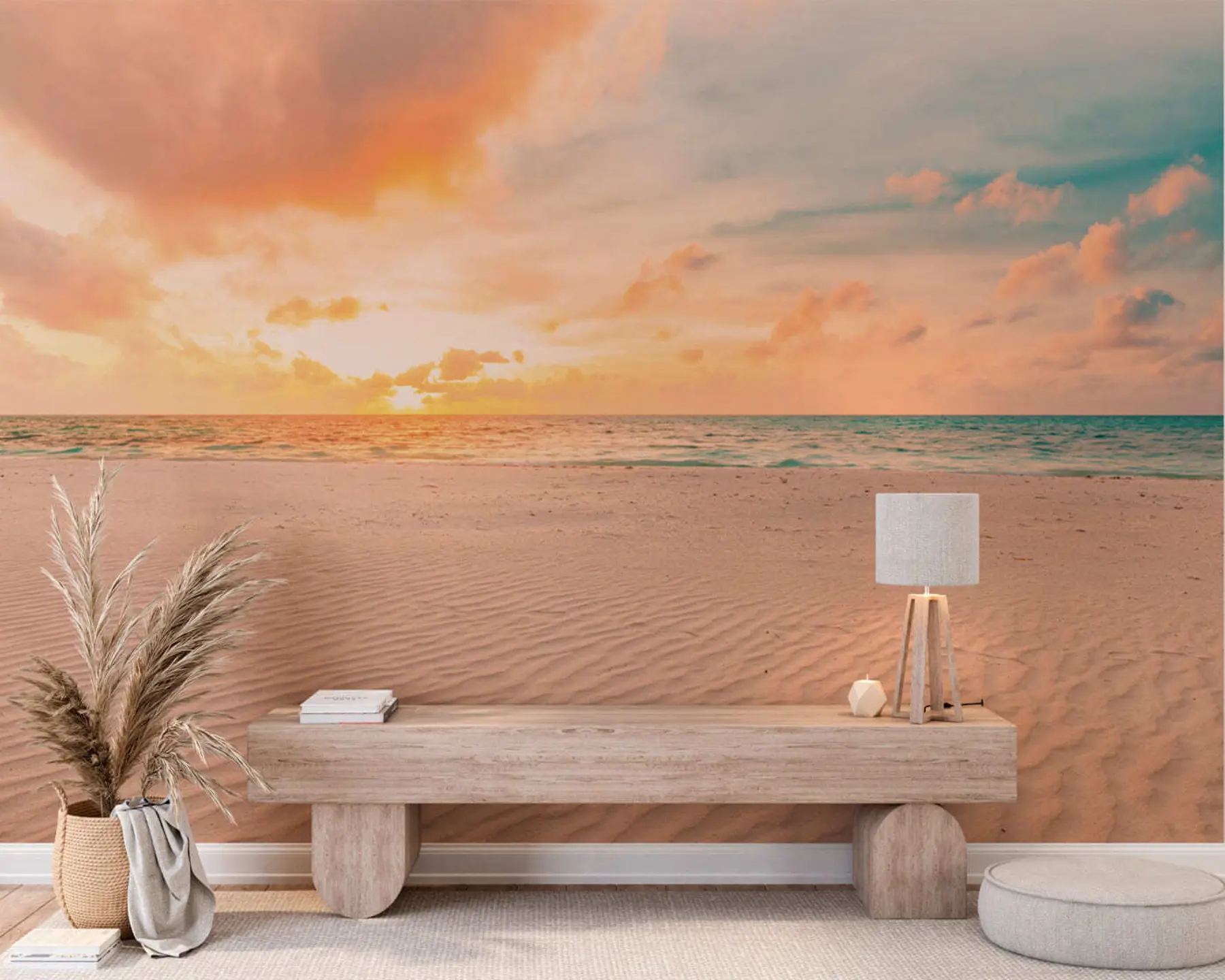 murales de pared Playa arena blanca mar y olas u97894