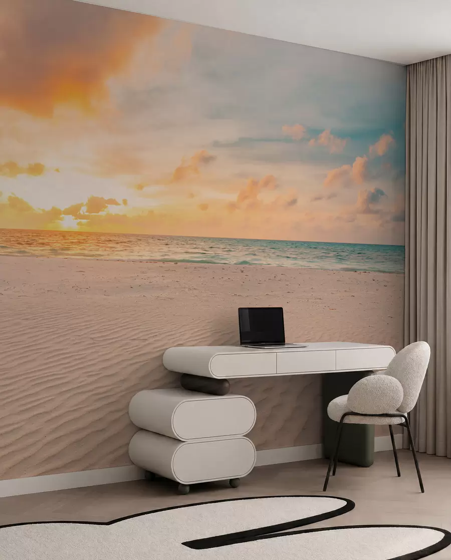 murales de pared Playa arena blanca mar y olas u97894