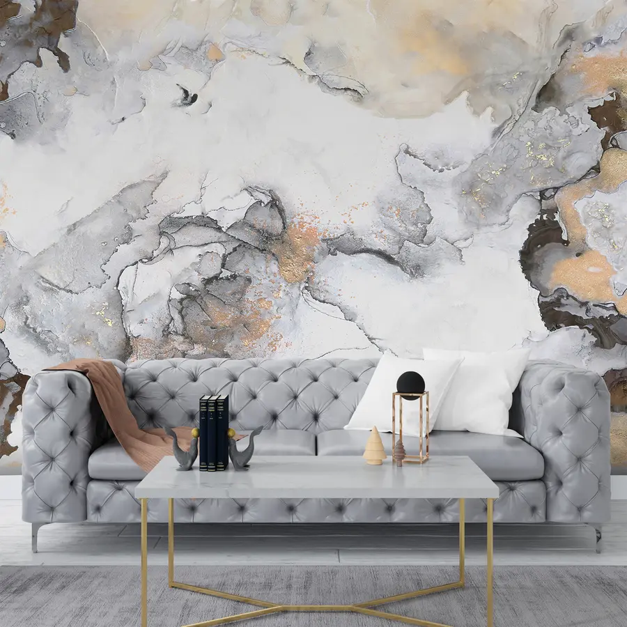 Murales de pared Mármol blanco grisáceo con motas u78459 murales de pared Mármol blanco grisáceo con motas u78459